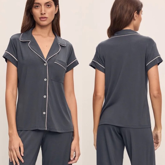EBERJEY Gisele Short Sleeve Pajama Top Gray Medium